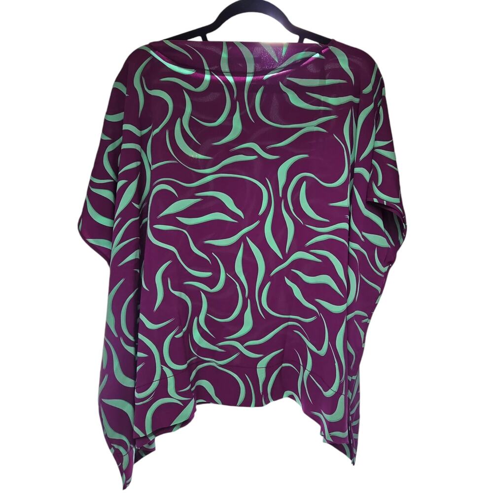 Diane von Furstenberg | Purple & Teal New Hanky Shirt | Size M/L - Picture 5 of 5